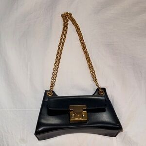 Charles & Keith Black Shoulder Bag with Gold Chain